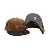 Toasted Peanut Los Angeles Angels Dark Brown Visor Gray Bottom 50th Anniversary Side Patch New Era 59Fifty Fitted