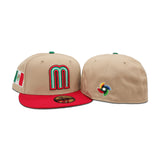 Khaki Mexico Red Visor Gray Bottom 2023 World Baseball Classic New Era 59Fifty Fitted