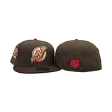 Brown New Jersey Devils Burnt Wood Visor Gray Bottom 25th Anniversary Side Patch New Era 59Fifty Fitted Size