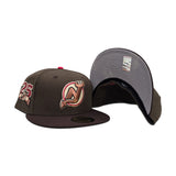 Brown New Jersey Devils Burnt Wood Visor Gray Bottom 25th Anniversary Side Patch New Era 59Fifty Fitted Size