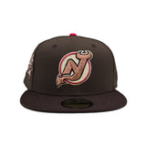 Brown New Jersey Devils Burnt Wood Visor Gray Bottom 25th Anniversary Side Patch New Era 59Fifty Fitted Size
