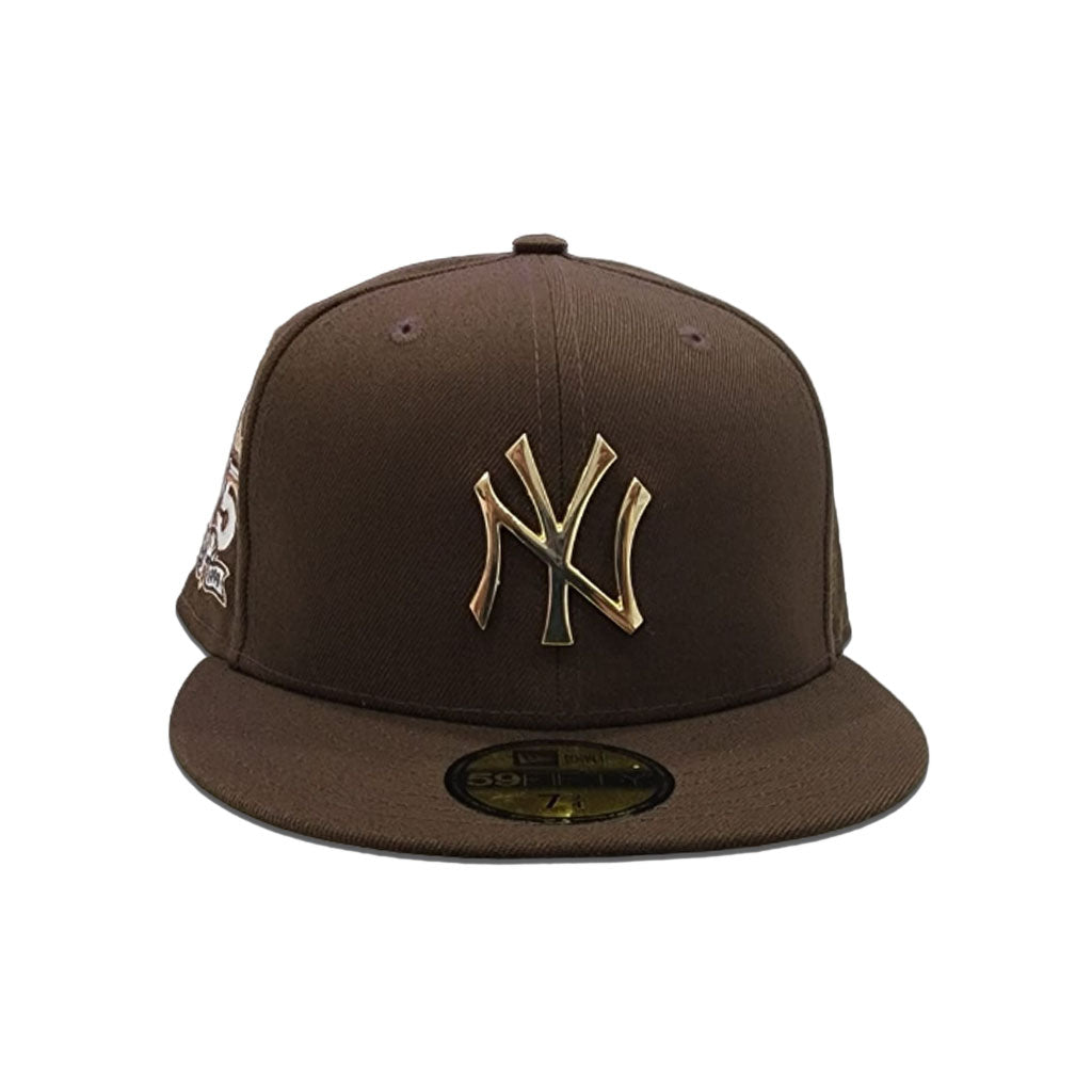 Brown New York Yankees Gold Metal Badge Gray Bottom 27th Anniversary Side Patch New Era 59Fifty Fitted