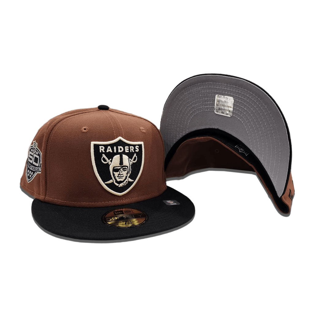 New Era White/Gray Las Vegas Raiders 50th Anniversary Gold Undervisor 59FIFTY Fitted Hat
