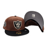 Light Brown Las Vegas Raiders Black Visor Gray Bottom 50th Anniversary Side Patch New Era 59Fifty Fitted