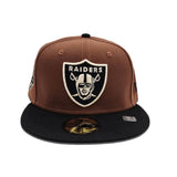 Light Brown Las Vegas Raiders Black Visor Gray Bottom 50th Anniversary Side Patch New Era 59Fifty Fitted