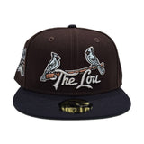 Brown St. Louis Cardinals "The Lou" Navy Blue Visor Green Bottom Busch Stadium Side Patch New Era 59Fifty Fitted