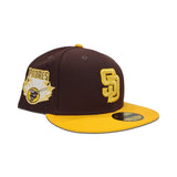 Brown San Diego Padres Yellow Visor Gray Bottom Gameday Gold Pop Stars Side Patch New Era 59Fifty Fitted