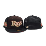 Brown Tampa Bay Rays Black Trucker Red Bottom Tropicana Field Side Patch New Era 59Fifty Fitted