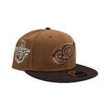 Toasted Peanut Detroit Red Wings Brown Visor Gray Bottom 2008 Stanley Cup Champions Side Patch New Era 59Fifty Fitted