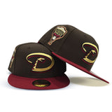 Light Brown Arizona Diamondbacks Brick Red Visor Gray Bottom 1998 Inaugural Season Side Patch New Era 59Fifty Fitted