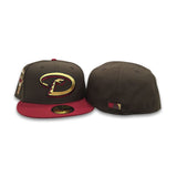 Light Brown Arizona Diamondbacks Brick Red Visor Gray Bottom 1998 Inaugural Season Side Patch New Era 59Fifty Fitted