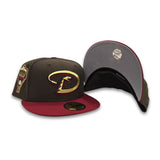 Light Brown Arizona Diamondbacks Brick Red Visor Gray Bottom 1998 Inaugural Season Side Patch New Era 59Fifty Fitted