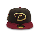 Light Brown Arizona Diamondbacks Brick Red Visor Gray Bottom 1998 Inaugural Season Side Patch New Era 59Fifty Fitted