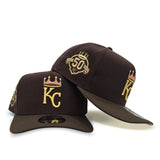 Dark Brown Kansas City Royals Curved Light Brown Brim Gray Bottom 50th Anniversary Side Patch New Era 9fifty A-Frame Snapback