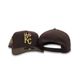 Dark Brown Kansas City Royals Curved Light Brown Brim Gray Bottom 50th Anniversary Side Patch New Era 9fifty A-Frame Snapback