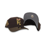 Dark Brown Kansas City Royals Curved Light Brown Brim Gray Bottom 50th Anniversary Side Patch New Era 9fifty A-Frame Snapback