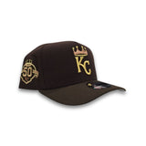 Dark Brown Kansas City Royals Curved Light Brown Brim Gray Bottom 50th Anniversary Side Patch New Era 9fifty A-Frame Snapback