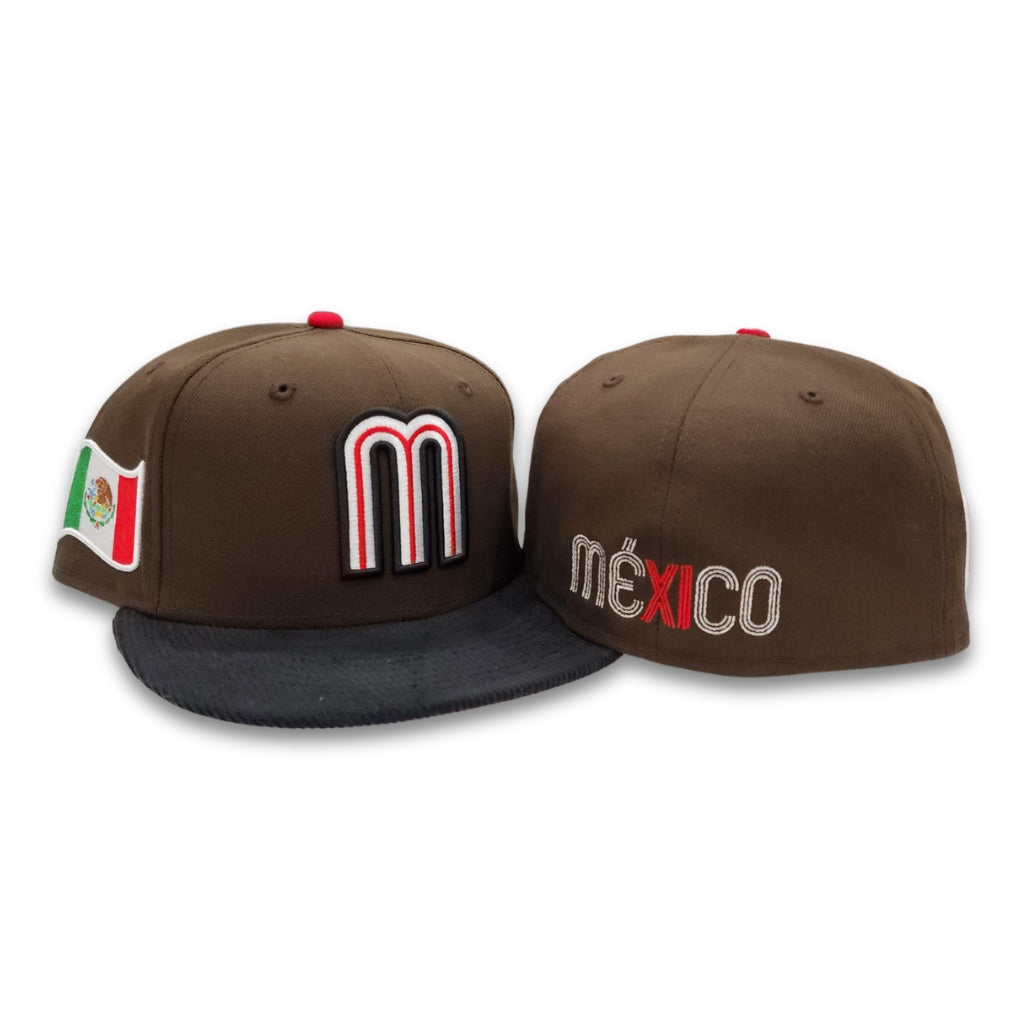 Brown Mexico Black Corduroy Visor Red Bottom 2023 World Baseball Classic New Era 59Fifty Fitted