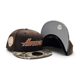 Brown Houston Astros Real Tree Visor Gray Bottom 35 Great Years Side Patch New Era 59Fifty Fitted