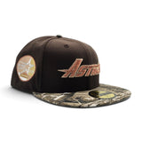 Brown Houston Astros Real Tree Visor Gray Bottom 35 Great Years Side Patch New Era 59Fifty Fitted