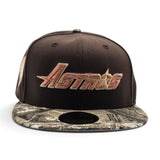 Brown Houston Astros Real Tree Visor Gray Bottom 35 Great Years Side Patch New Era 59Fifty Fitted