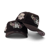 Brown Los Angeles Dodgers Butterfly Logo Curved Brim Pink Bottom 50th Anniversary Side Patch New Era 9Forty Snapback