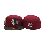 Brick Red Chicago Blackhawks Brown Visor Gray Bottom 42nd All Star Game Side Patch New Era 59Fifty Fitted