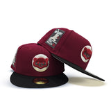 Burgundy Chicago Cubs Black Visor Gray Bottom Be Alert Foul Balls Side Patch New Era 59Fifty Fitted