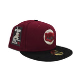 Burgundy Chicago Cubs Black Visor Gray Bottom Be Alert Foul Balls Side Patch New Era 59Fifty Fitted