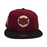 Burgundy Chicago Cubs Black Visor Gray Bottom Be Alert Foul Balls Side Patch New Era 59Fifty Fitted