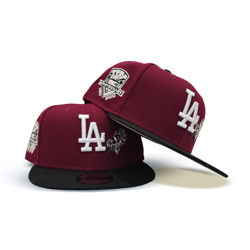 Burgundy Los Angeles Dodgers Rose Black Visor Gray Bottom 50th