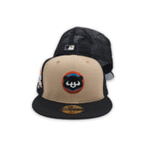 Camel Chicago Cubs Black Trucker Gray Bottom 1990 All Star Game Side Patch New Era 59Fifty Fitted