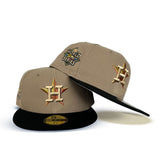 Camel Houston Astros Black Visor Gray Bottom 2022 World Series Side Patch New Era 59Fifty Fitted