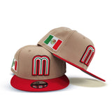 Camel Mexico Red Visor Gray Bottom Mexico Flag Side Patch World Baseball Classic New Era 9Fifty Snapback