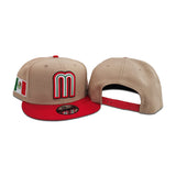 Camel Mexico Red Visor Gray Bottom Mexico Flag Side Patch World Baseball Classic New Era 9Fifty Snapback