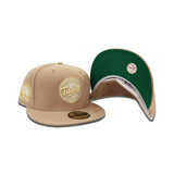 Camel Minnesota Twins Green Bottom 60th Anniversary Side Patch New Era 59Fifty Fitted