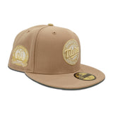 Camel Minnesota Twins Green Bottom 60th Anniversary Side Patch New Era 59Fifty Fitted