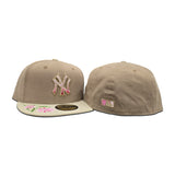 Camel Hand Stitched Floral New York Yankees Gray Bottom New Era 59Fifty Fitted