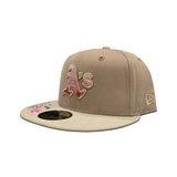 Camel Hand Stitched Floral Oakland Athletics Gray Bottom New Era 59Fifty Fitted