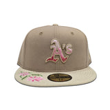 Camel Hand Stitched Floral Oakland Athletics Gray Bottom New Era 59Fifty Fitted