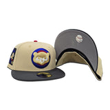 Vegas Gold Chicago Cubs Dark Gray Visor Gray Bottom Be Alert Foul Balls Side Patch New Era 59Fifty Fitted