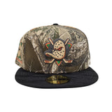 Real Tree Anaheim Mighty Ducks Black Visor Green Bottom "Mighty Decade" EST 1993 Side Patch New Era 59Fifty Fitted