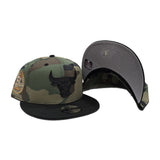 Green Camo Chicago Bulls Metal Badge Black Visor Gray Bottom 6x Champions New Era 9Fifty Snapback