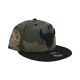 Green Camo Chicago Bulls Metal Badge Black Visor Gray Bottom 6x Champions New Era 9Fifty Snapback