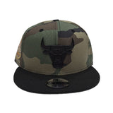 Green Camo Chicago Bulls Metal Badge Black Visor Gray Bottom 6x Champions New Era 9Fifty Snapback