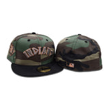 Woodland Camo Cleveland Indians Black Visor Gray Bottom 100 Seasons Side Patch 59fifty Fitted