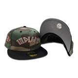 Woodland Camo Cleveland Indians Black Visor Gray Bottom 100 Seasons Side Patch 59fifty Fitted