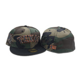 Woodland Camo Texas Rangers Black Visor Gray Bottom State Map Side Patch New Era 59Fifty Fitted