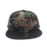 Woodland Camo Texas Rangers Black Visor Gray Bottom State Map Side Patch New Era 59Fifty Fitted