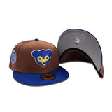 Light Brown Chicago Cubs Royal Blue Visor Gray Bottom Wrigley Field Side Patch New Era 59Fifty Fitted